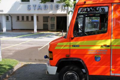 Kirchheim: Wasser drang ins Gebaeude beim Stadion